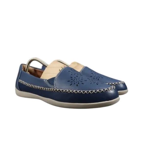 Earth Origins Shoes Women 9.5 Casual Flats Slip On Freya Blue Leather Career Low - Picture 1 of 15